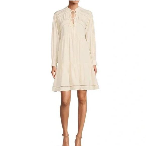 Antonio Melani Sawyer Cream Boho Long Sleeve Jacquard Dress - Picture 3 of 8